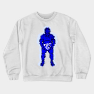 lifting weights with super dad typography in blue Crewneck Sweatshirt